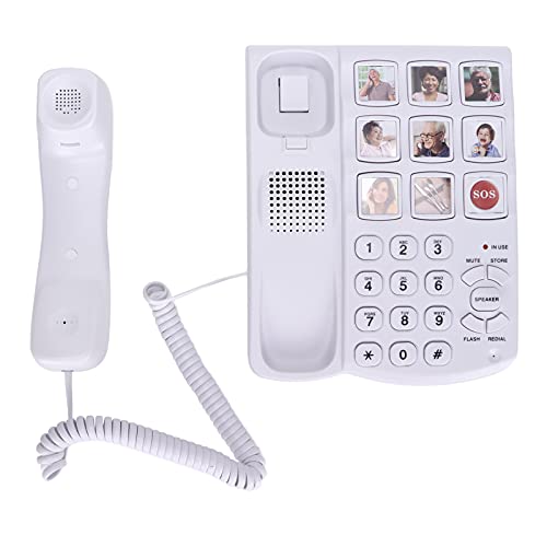 Großes Tastentelefon für Senioren, LD-858HF Schnurgebundenes Festnetztelefon mit SOS-Taste Vorgespeicherte Nummer Freisprechfunktion für ältere Menschen von ciciglow