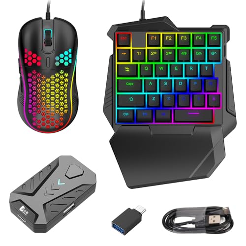 Halbhand-Gaming-Tastatur- und Maus-Konverter-Kombination, Geräuschloses Kabelgebundenes Tastatur-Maus-Konverter-Set für PS4 für XboxONE für Switch von ciciglow