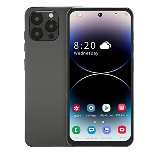 I14pro Max Smartphone, Schwarzes 6,7-Zoll-HD-Display, 4 GB RAM, 128 GB ROM, Mobiltelefon, Vorne 8 MP, Hinten 16 MP, 4000-mAh-Akku, Gesichtserkennung, Entsperrtes Dual-SIM-4G-Handy für(EU-Stecker) von ciciglow