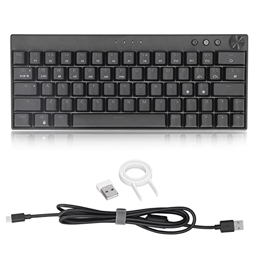 Kabellose Mechanische Gaming-Tastatur, 64 Tasten, Kabellose RGB-Hintergrundbeleuchtung, Mechanische Tastatur, 3 Modi, 2,4 G/BT 3.0, 5.0/Typ C, Kabelgebundene Gaming-Tastatur(Brauner Schalter) von ciciglow