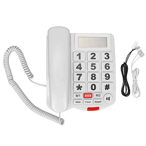 ciciglow Schnurgebundenes Großtastentelefon mit Anruferkennung, Freisprechfunktion, Freisprechfunktion und Sprechfunktion für Hörgeschädigte Senioren, Haustelefon, Weiß von ciciglow