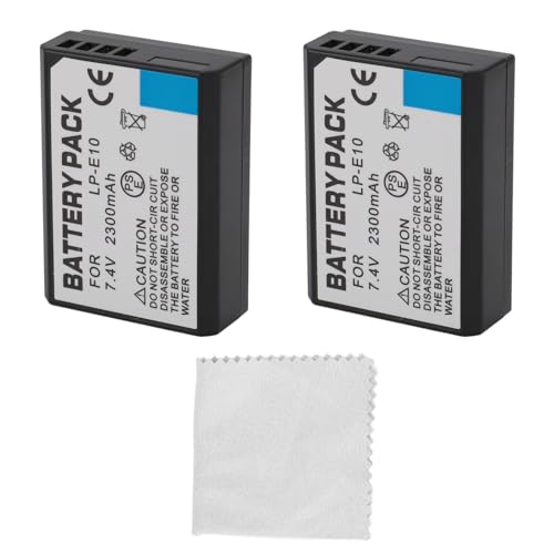 LP E10 Akku, 2 Stück Kamera-Akku Ersatz 2300 MAh Li-Ionen-Akku für KISSX50 X70 T5 T3 T100 4000D 3000D 2000D 1500D 1300D 1200D 1100D Kamera von ciciglow
