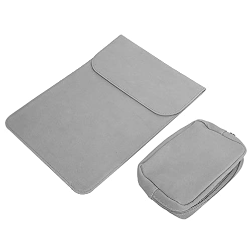 Laptoptasche, 13,3 Zoll Laptophülle PU Leder Laptop Schutz Aufbewahrungstasche mit Stromquelle Tasche für IOS Air/Pro(Grau) von ciciglow