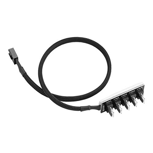 Lüfter-Splitter-Adapter, 4-poliger 4-poliger PWM-CPU-Lüfter-Splitter mit 5 Anschlüssen 1 Buchse Bis 5-Stecker Hub-Adapter Geflochtenes Kabel Unterstützt Bis zu Fünf Lüfter von ciciglow