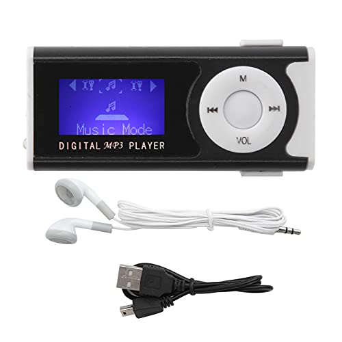 MP3-Player, Tragbarer MP3-Musik-Player-Set Unterstützt eine 16-GB-Speicherkarte mit LED-Taschenlampen-Kopfhörer und USB-Kabel-Backclip-Design(schwarz) von ciciglow