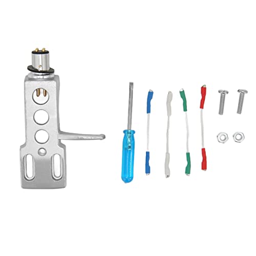 Plattenspieler Headshell, Stylus Halter Phonograph Head Stylus Halter Universal LP Plattenspieler Phono Headshell Mount Ersatz mit 4 Anschlussdrähten(Silber) von ciciglow