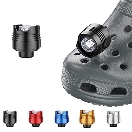 Scheinwerfer für Crocs, 2-teilige Taschenlampen-Befestigung für Crocs, Wasserdichtes Charm-Zubehör für Kinder und Erwachsene, LED-Taschenlampen für Outdoor-Camping und Wandern (Schwarz) von ciciglow