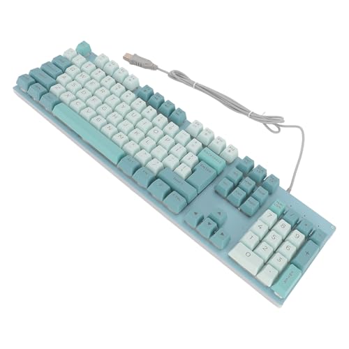 Tastatur für ältere Menschen, Kabelgebundene Gaming-Tastatur mit Großem Print-Metallpanel und USB-Hintergrundbeleuchtung für Computer-Laptop, Zweifarbiges Design, 26 Tasten, von ciciglow