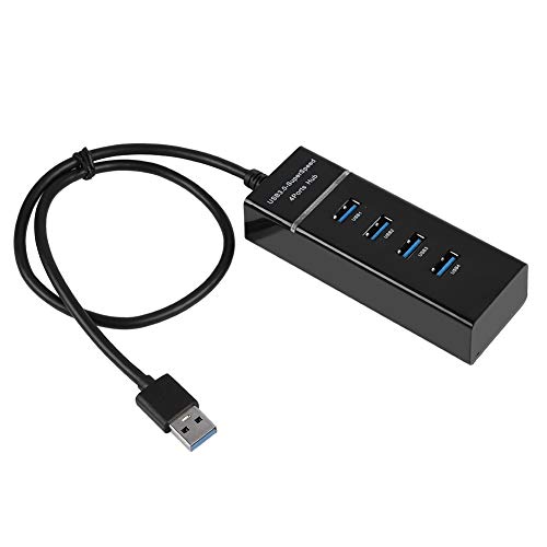 USB 3.0-Hub mit 4 Anschlüssen, Ultraflacher Daten-USB-Hub-Adapter mit Ladeanschluss, USB-Splitter, Unterstützte 5-Gbit/s-Übertragung, Kompatibel mit Telefon/Tablet/PC/Windows von ciciglow