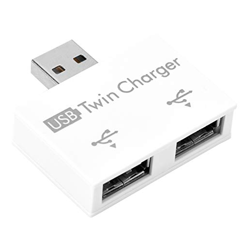 USB Hub, USB 2.0 Hub Nahtlose Verbindung Stecker zu 2-Port USB Twin Charger Splitter Adapter Konverter Kit Plug and Play Zum Aufladen(Weiß) von ciciglow