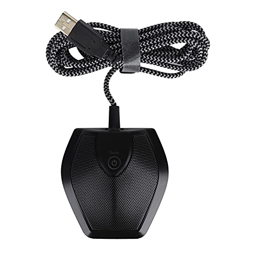 USB-Konferenzmikrofon,USB-Mikrofon mit Stummschaltung,Berührungstaste Dual-Kondensator-Aufnahmeempfänger,Plug & Play,Mehrere Aufnahmemuster für Videounterricht Im Konferenzraum Spiel-Webcast(Schwarz) von ciciglow