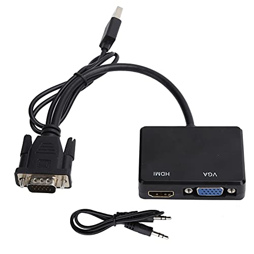 VGA zu VGA HDMI Adapter, VGA zu HDMI VGA Adapter Splitter Converter Unterstützt Dual Display Adapter für DVD Blu-ray DVD PS3 X360 Box und Andere Geräte(schwarz) von ciciglow