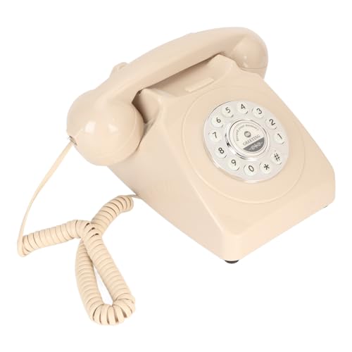 Vintage-Telefon, Retro-Schnurtelefon, Drucktastenwahl, Ton, Nachrichtenaufzeichnung, Desktop-Festnetztelefon für Hochzeit, Party, Zuhause (Beige) von ciciglow