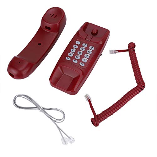 Wandhalterung Festnetz, Keine Anrufer-ID Kabelgebundenes Telefon Kompaktes Geschäftstelefon Telefonverlängerung Telefon zu Hause für Hotelfamilie(rot) von ciciglow