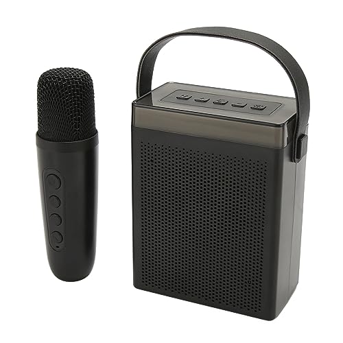 Wiederaufladbarer -Lautsprecher mit Kabellosem Mikrofon, 360°-Surround-, Selbstnachhall, RGB-Licht, Kompakt und Tragbar (Black) von ciciglow