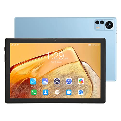 ciciglow 10-Zoll-Tablet, IPS HD-Bildschirm 6 GB 256 GB ROM Tablet-Computer, Vorderseite 1600 W, Rückseite 3200 W, Dual-SIM-Dual-Lautsprecher, 7000-mAh-Akku, 2,4 G / 5 G-Dualband, für Android 11(Blau) von ciciglow