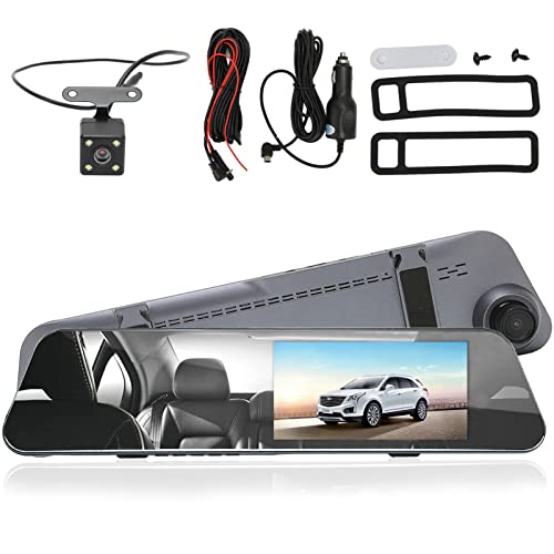 ciciglow 1080P FHD Spiegel-Dashcam, 4,3-Zoll-Rückspiegelkamera 12MP Video-Spiegel-Dashcam-Rückfahrkamera für Autos, Parküberwachung, Loop-, Eingebauter G-Sensor von ciciglow