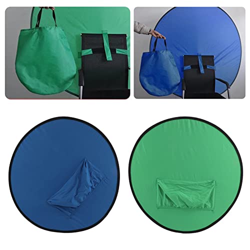 ciciglow 110 cm Doppelseitiger Hintergrundbildschirm, 2 in 1 Green Screen Blue Screen für Fotografie Live-Streaming, Zusammenklappbarer Tragbarer Runder Stuhl Green Screen Hintergrundplatte von ciciglow