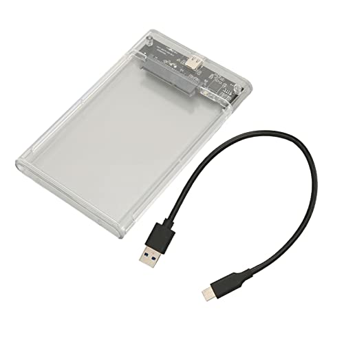 ciciglow 2,5-Zoll-Festplattengehäuse, USB3.0-Festplattengehäuse, Tragbares, Durchsichtiges Festplattengehäuse für 2,5-Zoll-SATA-HDD-SSD-Unterstützung, UASP/2 TB-Laufwerke, Werkzeugfreies Design von ciciglow