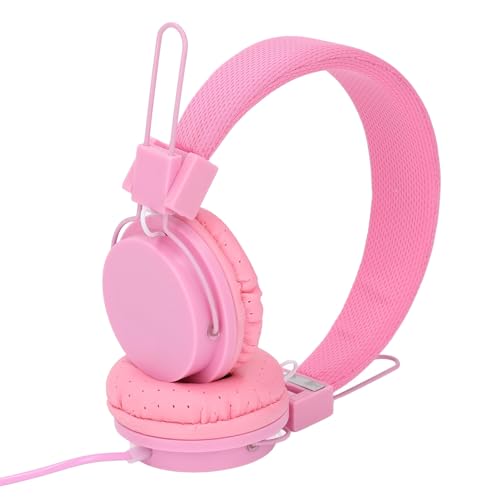 ciciglow 3,5-mm-Kabel-Headset, Faltbarer, Verstellbarer Stereo-Kopfhörer mit Geräuschunterdrückendem Mikrofon, für PC, Laptop, Tablet, Telefon, MP3 (PINK) von ciciglow