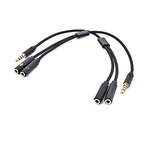 ciciglow 3,5-mm-Kopfhörer-Splitter, Männlich zu Weiblich, Nylon-Strick-Splitter für Telefon, Laptop, Tablet (Schwarz) von ciciglow