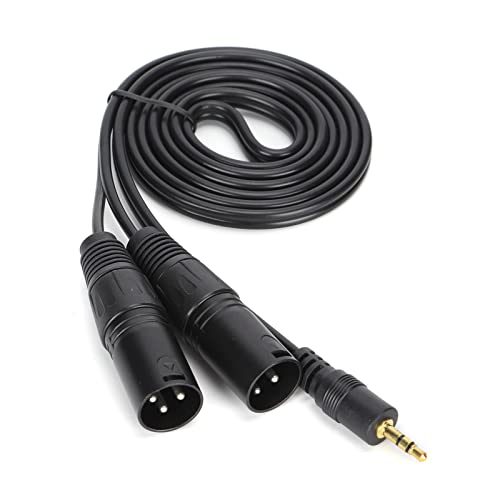 ciciglow 3,5-mm-Mikrofonkabel, 3,5-mm-Stecker auf Dual-XLR-Stecker, Adapter-Verbindungskabel für KTV-Lautsprecher, Partytheater (3.5 Kanon-Gong 1,5m) von ciciglow