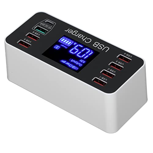 ciciglow 40W USB-Handy-Ladestationen, 6 USB-Ladeanschlüsse 1 QC3.0-Anschlüsse 1 Typ-C-Anschlüsse USB-Ladestation für Mehrere Geräte Schnellladegerät für Unterwegs(#1) von ciciglow