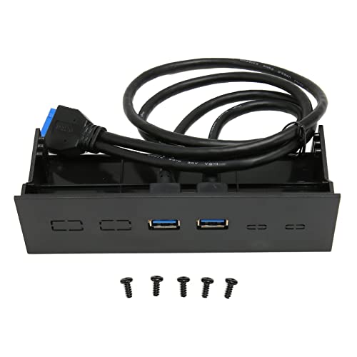 ciciglow 5,25-Zoll-USB-Hub mit Frontblende, 5-Gbit/s-USB-3.0-Hub mit 2 Anschlüssen, 19-poliger Stromanschluss Erforderlich, Passend für 5,25-Zoll-PC-Computergehäuse von ciciglow