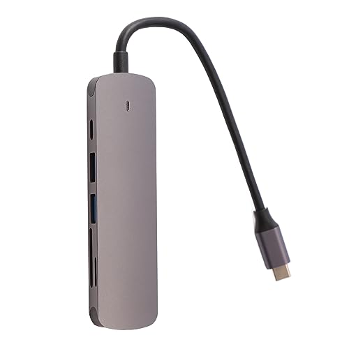 ciciglow 6-in-1-USB-C-Hub, USB-C-Multiport-Adapter Unterstützt 4K-HD-Videoausgabe, mit PD-Aufladung, USB 2.0, USB 3.0, Speicherkarte, Speicherkartensteckplatz, HDMI von ciciglow