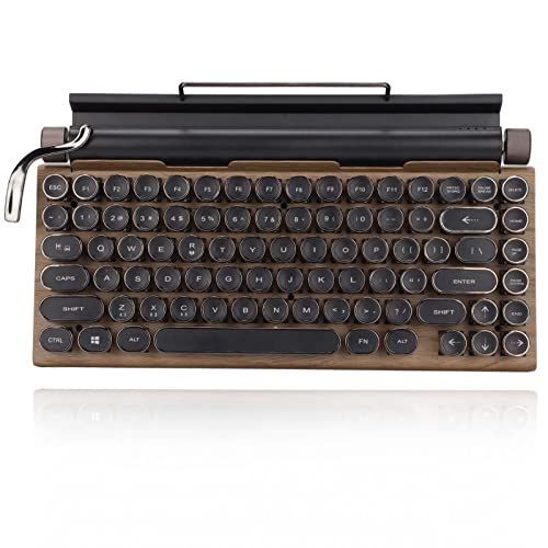 ciciglow 83 Tasten Retro-Schreibmaschinentastatur, Kabellose 2000mA Mechanische Tastatur mit Tablet-Ständer Einstellbare Helligkeit Gaming-Tastatur Mirco USB-Schnittstelle von ciciglow