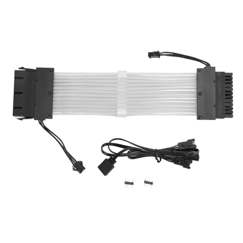 ciciglow ARGB-Stromverlängerungskabel, 18 AWG, 9,6 Zoll, 24-poliger Stecker auf Buchse, Flexibles, Farbenfrohes, Synchronisiertes ARGB-Kabel mit 5 V, 3-poligem Adapter von ciciglow