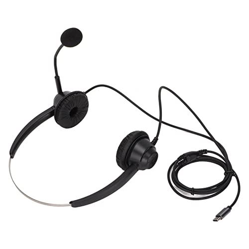 ciciglow Binaurales Business-Headset, TYP C Doppelseitiges Headset mit Noise Cancelling-Mikrofon Binauraler Kopfhörer für Call Center Online-Kurs-Konferenzgespräche von ciciglow