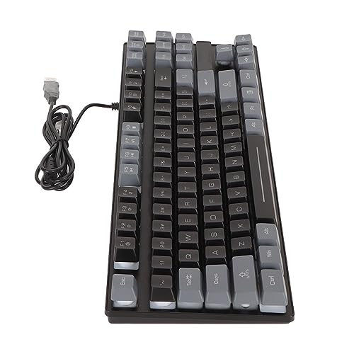 ciciglow Bunte Hintergrundbeleuchtung, Mechanische Gaming-Tastatur, 87 Tasten, USB-Kabel, Multifunktionstastatur für Spiele und Büro von ciciglow