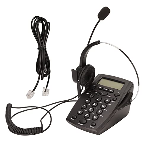 ciciglow Callcenter-Telefon, Schnurgebundenes Telefon mit Rauschunterdrückung, Headset-Mikrofon, FSK-DTMF-Wähltasten-Anrufer-ID, Einstellbare Lautstärke, Headset-Telefonsystem von ciciglow