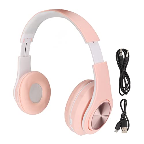 ciciglow Cat Ear PC-Gaming-Headset, Rauschunterdrückung, Kabelloser Gaming-Kopfhörer, Leuchtende LED-Licht, Tiefer Bass, Faltbare Kopfbügel-Kopfhörer mit Weichen Ohrenschützern(Rosa) von ciciglow