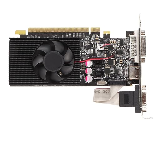 ciciglow Computer-Grafikkarte, GT730 2 GB GDDR3 64-Bit-Grafikkarte, Unterstützt HDMI, VGA, DVI-Schnittstelle, PCI Express 2.0, Grafikkartensteckplatz mit Lüfter (GT730 2 GB GDDR3) von ciciglow