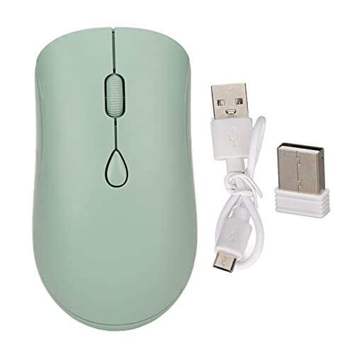 ciciglow Drahtlose Bluetooth-Maus, Dual-Modi, Bluetooth 5.2 und 2,4 G, Kabellose 1600-DPI-Computermaus mit USB-Empfänger, Wiederaufladbare Leise Maus (Grün) von ciciglow