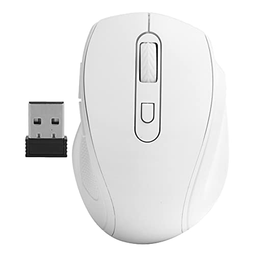 ciciglow Drahtlose Maus, Silent Mouse 2.4G Tragbare Mobile Optische Büromaus mit Nano-Empfänger Einstellbare DPI für Ergonomische Büro- / Spielemäuse Notebook-Desktop-Computerzubehör(Weiß) von ciciglow