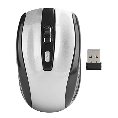 ciciglow Drahtlose Maus, Silent Mouse 2.4G Tragbare Mobile Optische Maus mit USB-Empfänger Einstellbare DPI für Gaming-Zubehör für Notebooks(Silber) von ciciglow