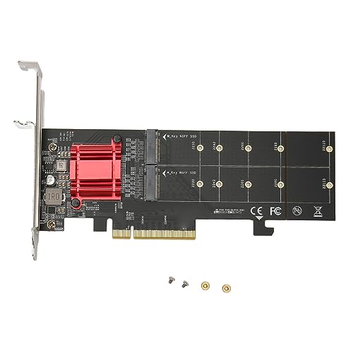 ciciglow Duale M.2 PCIE NVMe-Adapterkarte, M.2 NVMe-Riser-Karte PCIE 3.1X8 X16 Motherboard-Schnittstelle, Unterstützt NVMe SSD 2230/2242/2260/2280/22110 von ciciglow