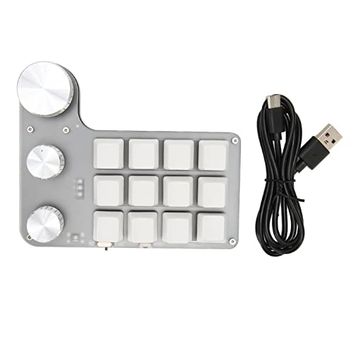 ciciglow Einhändig Programmierbare Mechanische Tastatur, Programmierbare Makrotastatur mit 12 Tasten und 3 Knöpfen, USB-Kabel/BT-Drahtlos-Dual-Mode-Verbindung, Multifunktionale von ciciglow