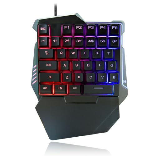 ciciglow Einhändige Gaming-Tastatur, 35 Tasten, -Gaming-Tastatur, RGB-Farbe, Hintergrundbeleuchtung, Leise Tastatur, Ergonomische Mechanische Tragbare Tastatur von ciciglow