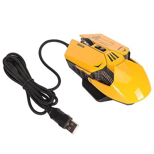 ciciglow Einstellbare DPI-Gaming-Maus, RGB-Hintergrundbeleuchtung, 7 Programmierbare Tasten, Ergonomische Kabelgebundene Maus für Gaming-Bürostudium (Yellow) von ciciglow