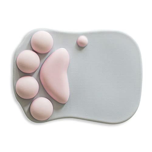 ciciglow Ergonomisch Stützendes, Weiches Cartoon-Krallen-Handgelenkauflage-Mauspad für das Heimspielbüro (Weiß und Rosa) von ciciglow