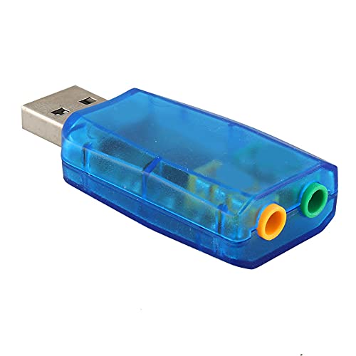ciciglow Externe 5.1 USB-Stereo-Soundkarte, USB 2.0 zu 3D-Audio-Soundkarten-Adapter Virtueller 5.1-Kanal für Windows 2000/XP 3,5-mm-Kopfhörer- und Mikrofonbuchsen, Keine Treiber Erforderlich (Blau) von ciciglow