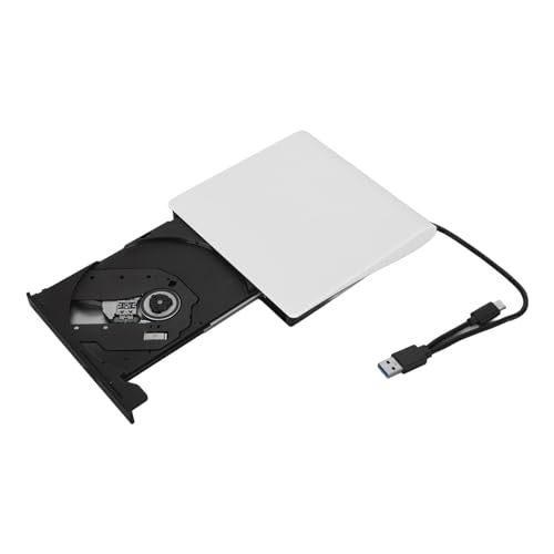 ciciglow Externes DVD-Laufwerk, USB 3.0 Typ C CD/DVD +/-RW-Laufwerk, Optisches Laufwerk, CD-Player, DVD-Brenner für Laptop, Desktop, Computer, Netbook (White) von ciciglow