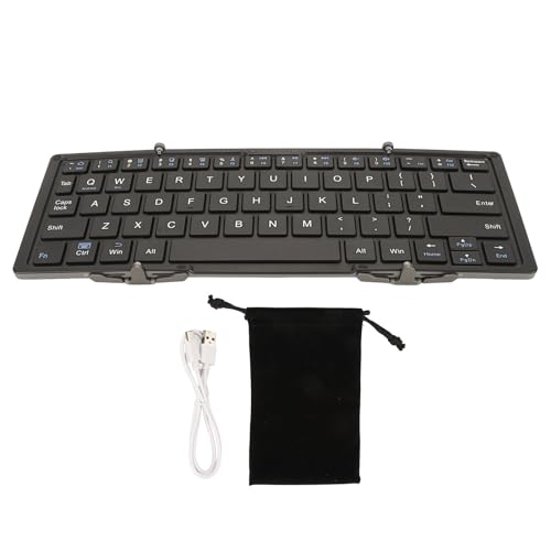 ciciglow Faltbare Bluetooth-Tastatur, mit 3 Bluetooth-Geräten, Kabellose Tastatur, Dreifach Faltbare Tastatur für Mobiltelefone, Externe Laptops (Klassisches Schwarz) von ciciglow