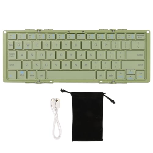 ciciglow Faltbare Bluetooth-Tastatur, mit 3 Bluetooth-Geräten, Kabellose Tastatur, Dreifach Faltbare Tastatur für Mobiltelefone, Externe Laptops (Vintage-Grün) von ciciglow
