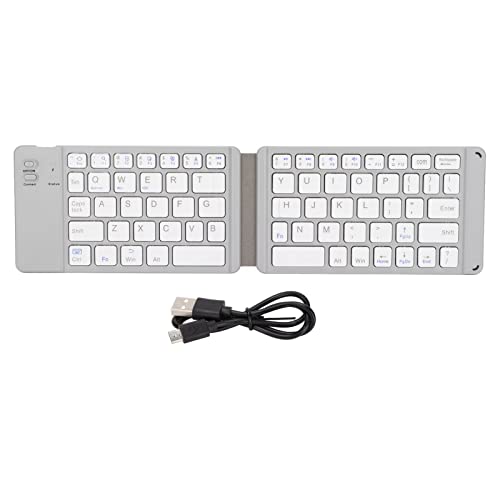ciciglow Faltbare Bluetooth-Tastatur mit Touchpad, Tragbare Drahtlose Tastatur Wiederaufladbare USB-Taschen-Falttastatur für IOS, für Windows, für Android(Weiß) von ciciglow