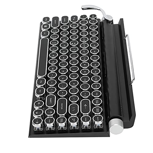 ciciglow Gaming-Tastatur, Retro-Punk-Schreibmaschinen-Stil Hochfeste, abnehmbare Punk-Tastenkappe Stilvolle Schwarze mechanische Tastatur für Spiel und Büro von ciciglow